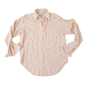 Express Silk Button Down Shirt Blush‎ Pink Long Sleeve Blouse XS 100% Silk